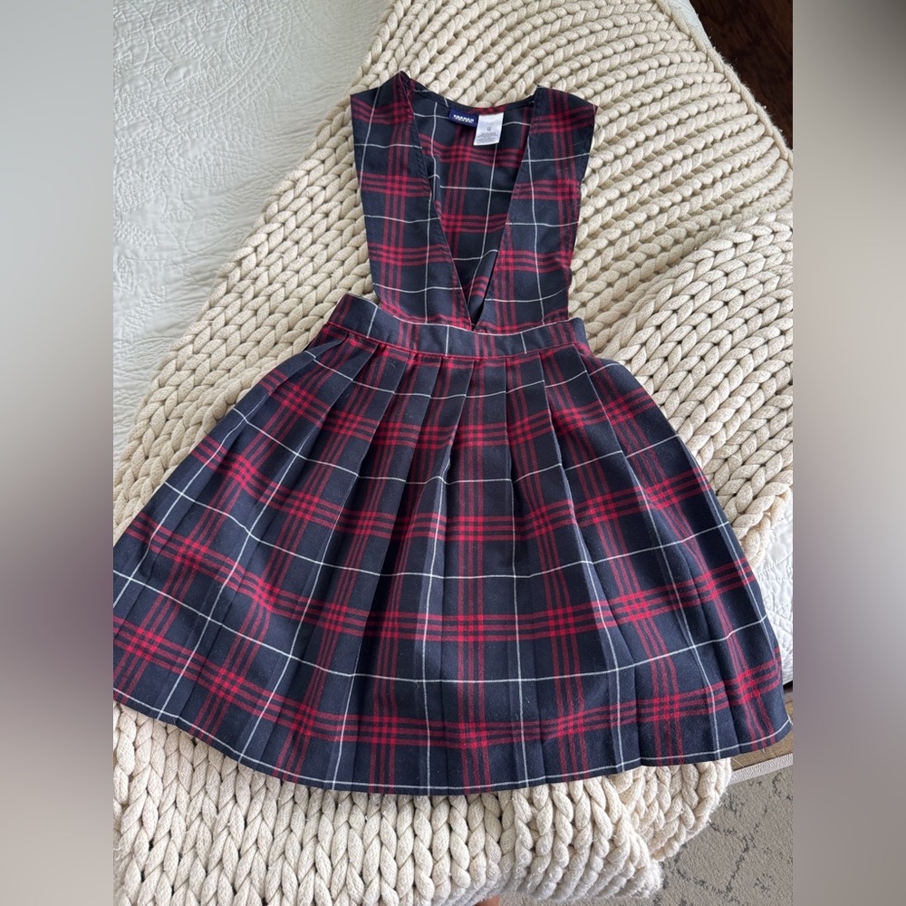 French toast, school uniform dress, size 12. Plaid, red/navy blue.